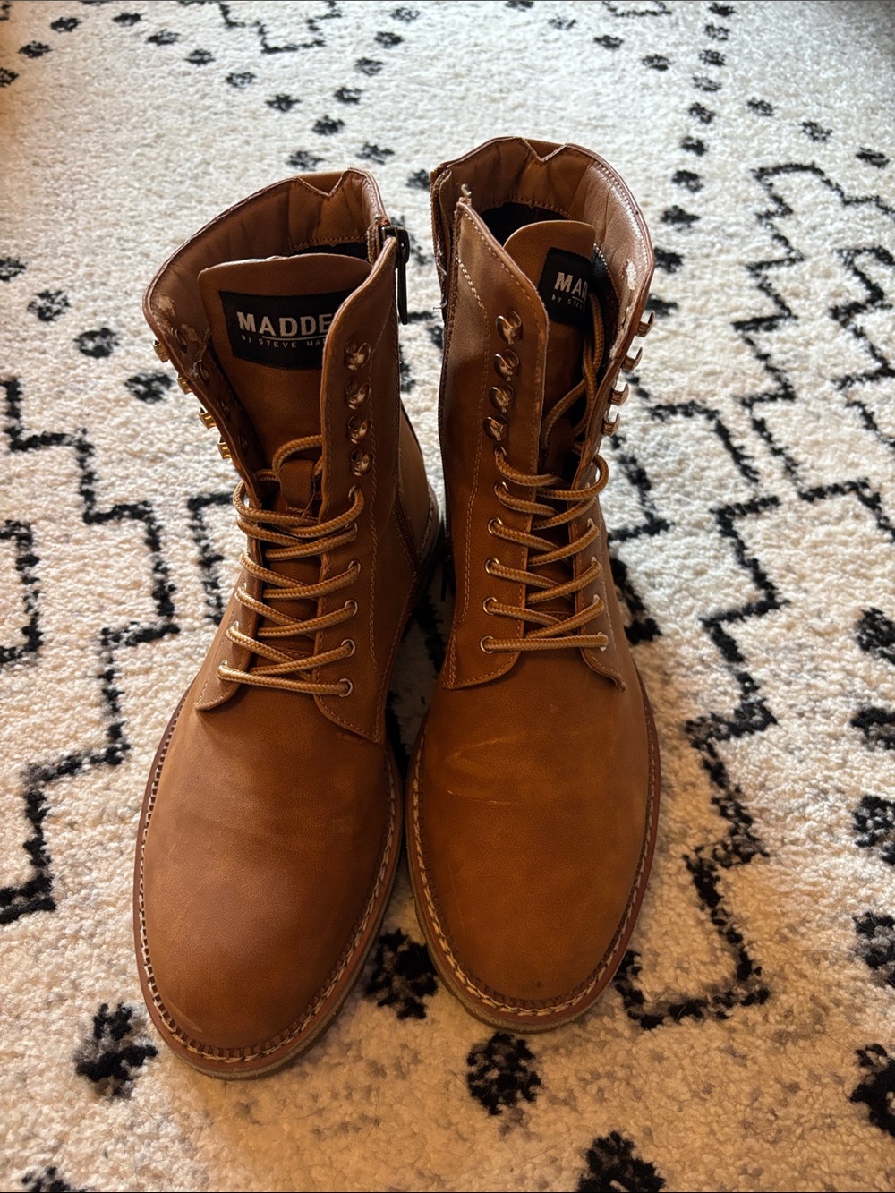 Steve Madden Men's Brown Lace-Up Combat Boots